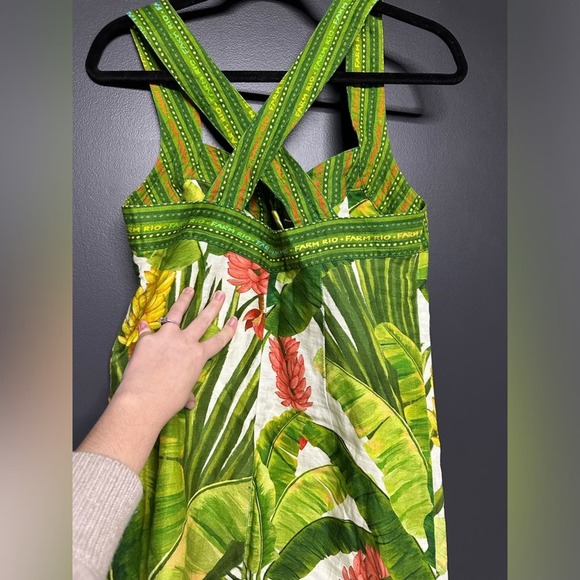 NWOT Farm Rio Fresh Forest Scarf Sweetheart-Neck Mini Dress M - Picture 5 of 5